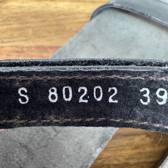 NAOT Pixie Black Leather Wedge Sandal Cork Sz EU 39 US 8.5 Adjust Strappy Ankle - Picture 10 of 11